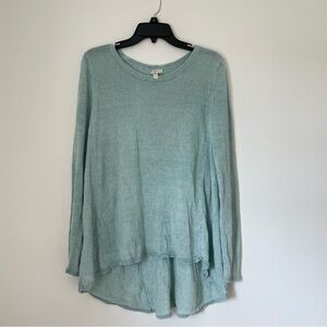 Eileen Fisher Women’s Long Sleeved 100% Linen Sweater Blue Woven Size Medium